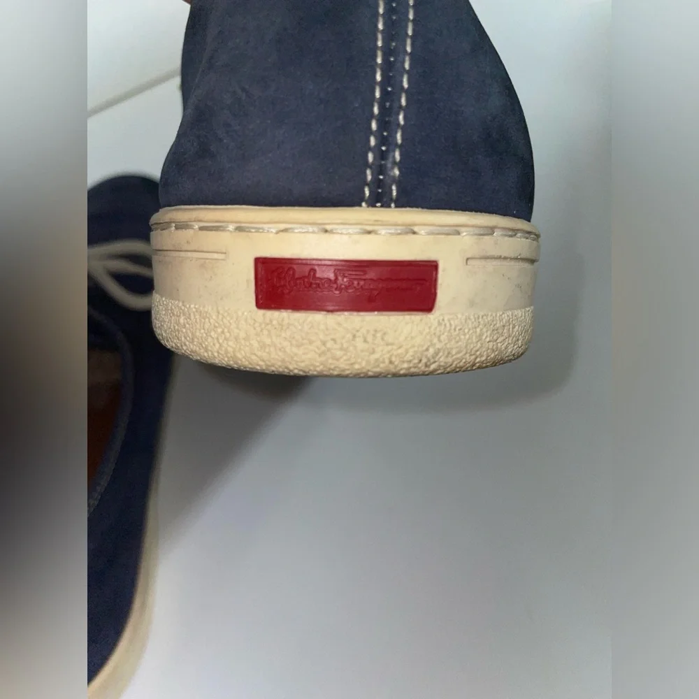 Vintage Salvatore Ferragamo Navy Blue Sneakers Size 12D - Picture 5 of 15